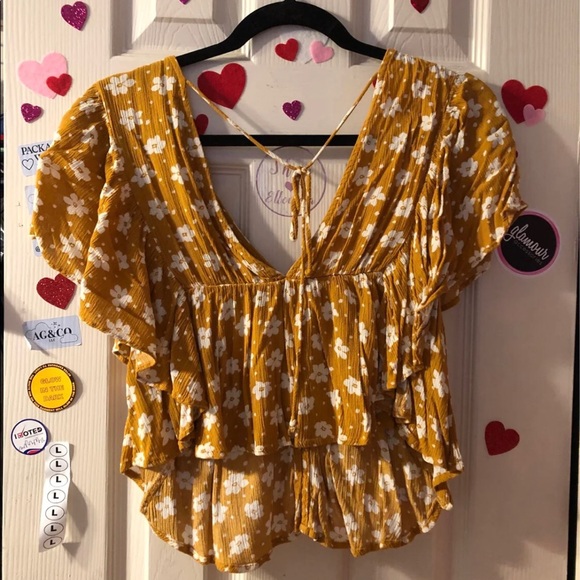 Forever21 Yellow Crop Top Blouse! - Picture 2 of 5